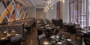 A picture of the dinning tables in the CHOPS restaurant