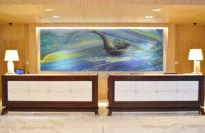 Painting frame fixed on the wall in the reception area