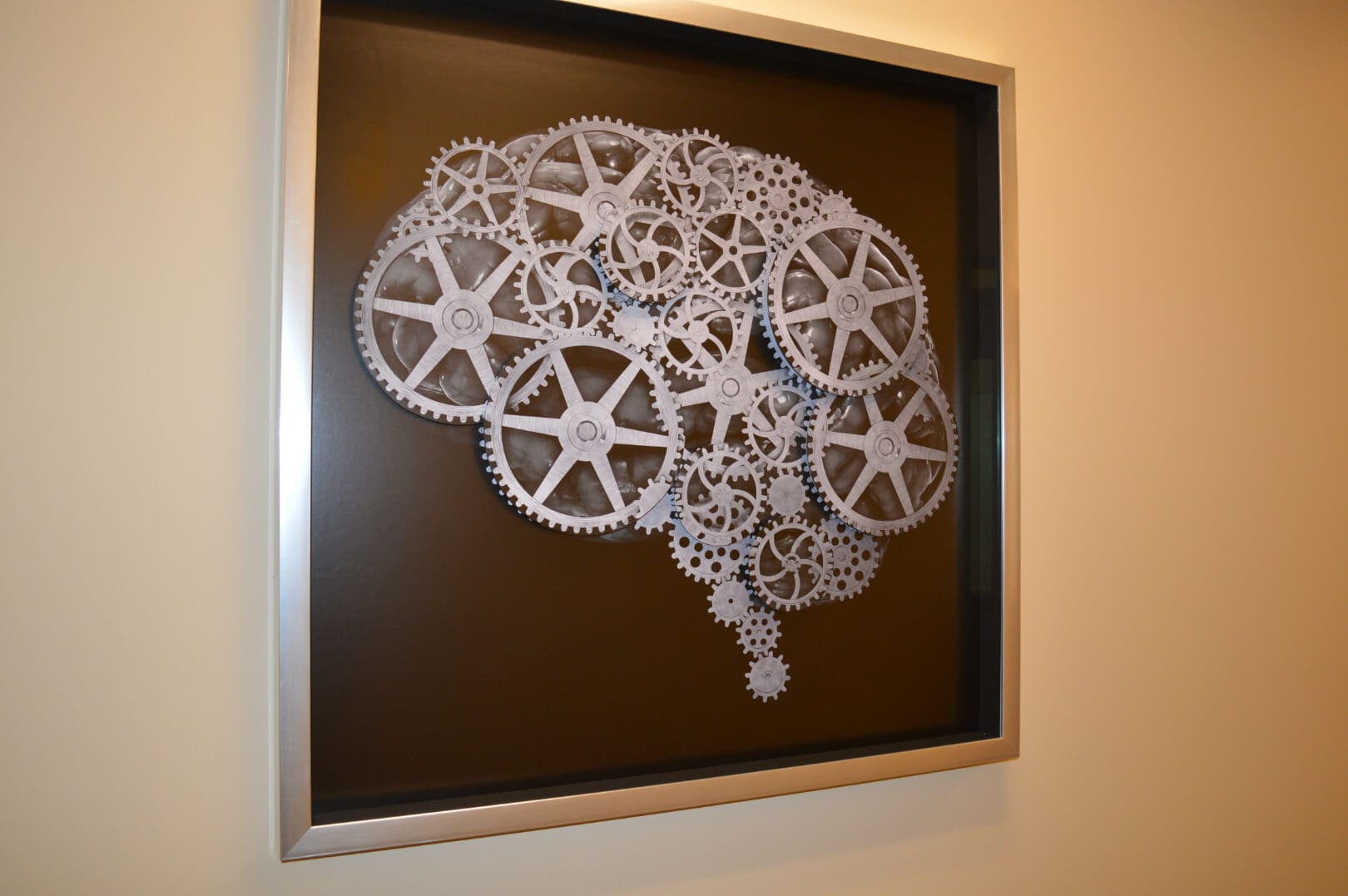 Human Head With Cogs frame on the wall