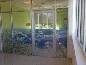 A picture of the painting on the glass window