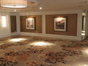 A picture of the floral carpet on the floor