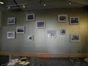 A picture of different frames on the wall