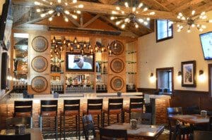 A picture of the bar counter at the taphouse