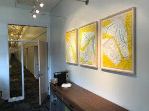 A picture of the three maps on the wall